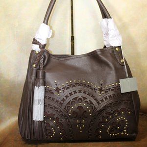STELLER NEW SABRINA ISABELLA FIORE BROWN TOTE